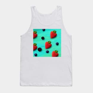 Strawberry, raspberry, blueberry background pattern digital oil painting Tank Top